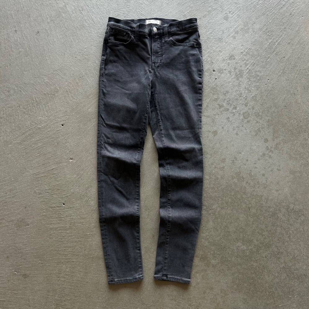 Madewell Roadtripper High Rise Skinny Jeans Womens 26x28 Black Dark Wash Stretch